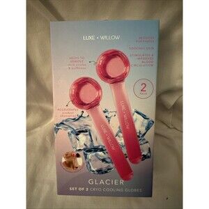 Luxe + Willow Glacier Set of 2 Cryo Cooling Globes Pink Facial Massage New